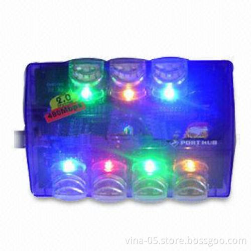 USB Hub with 7 Ports and Color Light